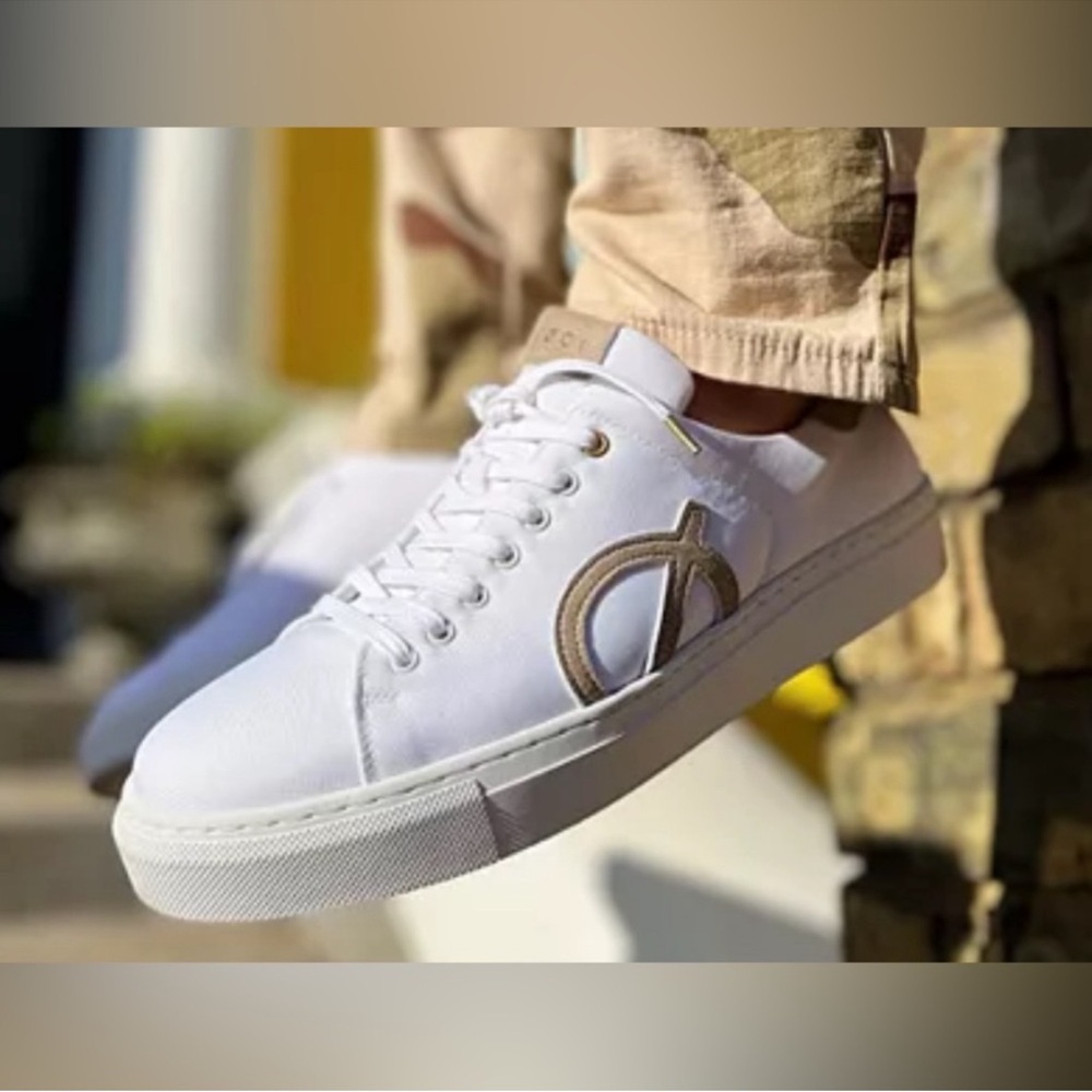 White and Tan Men's Sneakers
